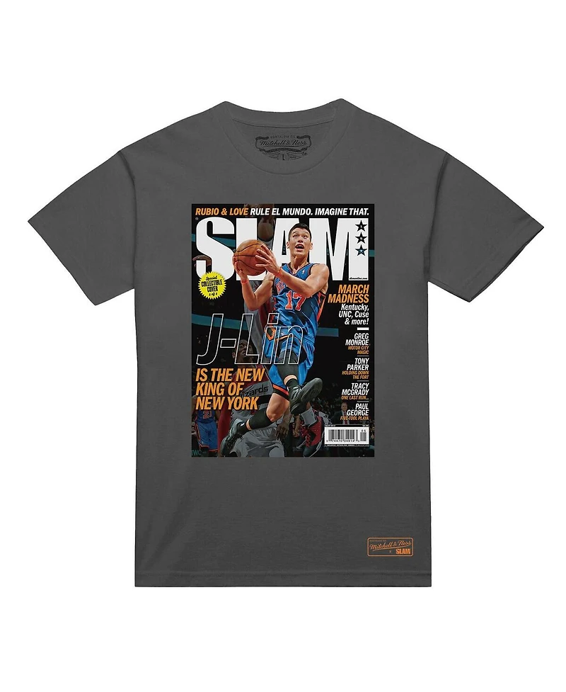 Mitchell & Ness Men's Jeremy Lin Gray New York Knicks Nba Slam Cover T-Shirt