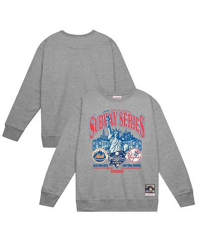 Mitchell & Ness Men's Heather Gray New York Yankees vs. Mets 2000 World Series Pullover Sweatshirt
