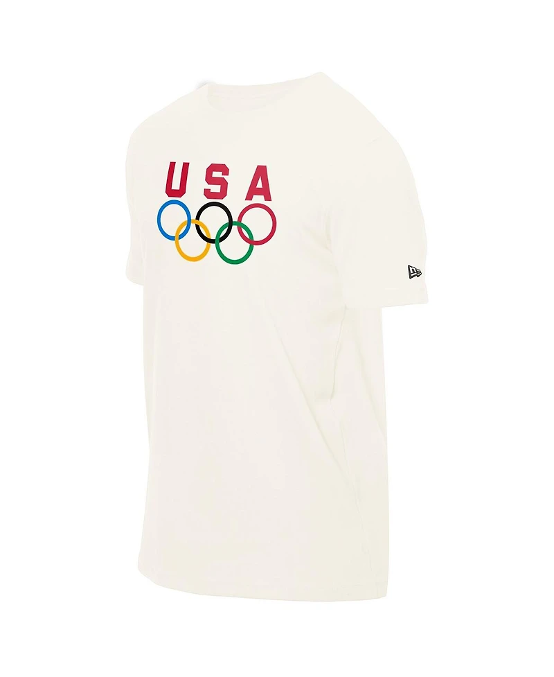 New Era Men's Cream Team Usa 5 Rings Chrome T-Shirt