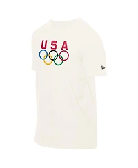 New Era Men's Cream Team Usa 5 Rings Chrome T-Shirt