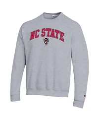 Champion Men's Heather Gray Nc State Wolfpack Arch Over Logo Pullover Sweatshirt