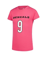 Nike Big Girls Joe Burrow Pink Cincinnati Bengals Player Name Number T-Shirt