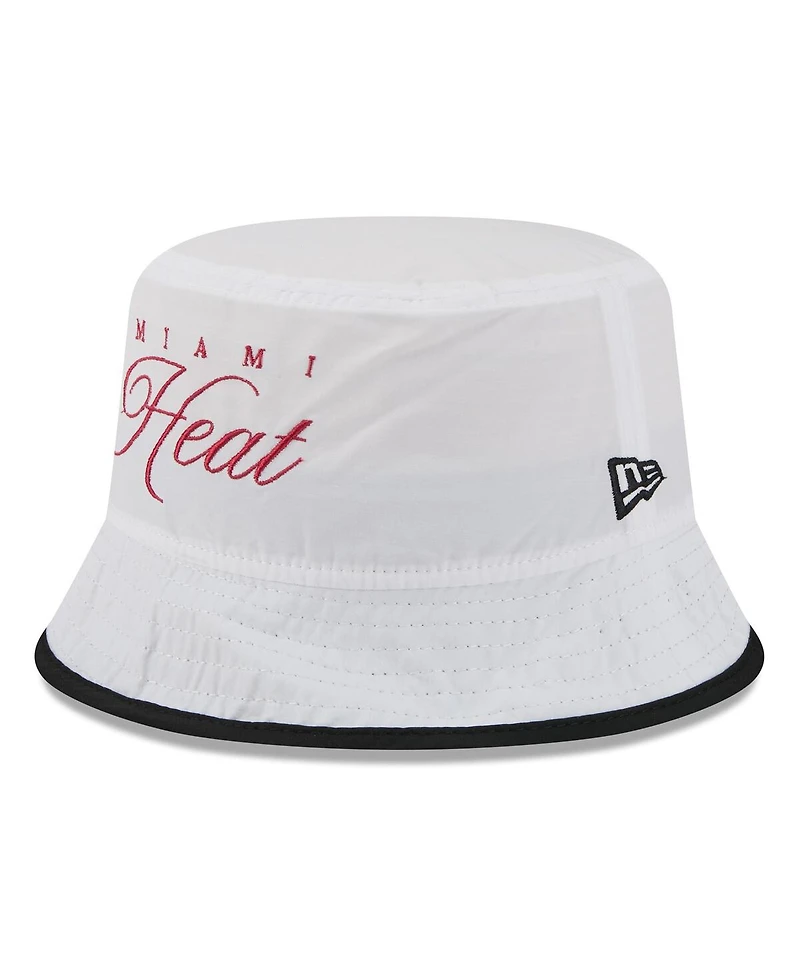 New Era Men's White/Black Miami Heat 2025 Nba Draft Nylon Bucket Hat