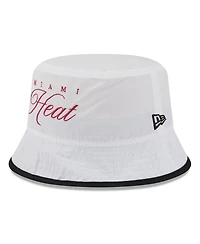 New Era Men's White/Black Miami Heat 2025 Nba Draft Nylon Bucket Hat