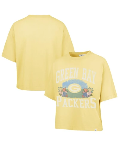 '47 Brand Women's Yellow Green Bay Packers Florentina Montauk Cropped T-Shirt
