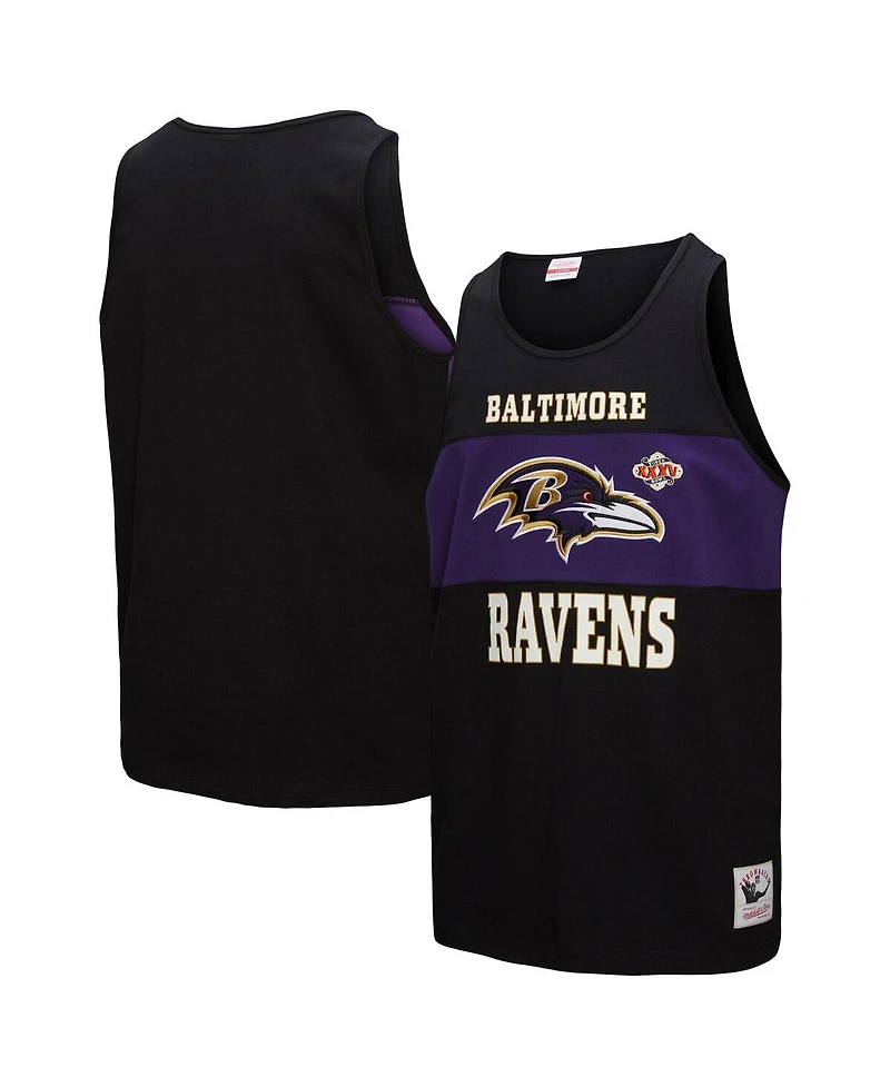 Mitchell & Ness Men's Black Baltimore Ravens Retro Color Block Tank Top