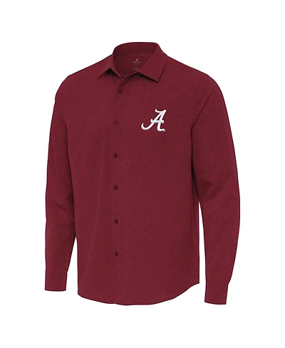 Antigua Men's Cardinal Alabama Crimson Tide Exposure Woven Long Sleeve Button-Up Shirt