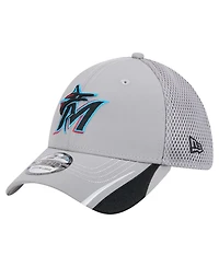 New Era Men's Gray Miami Marlins Linear 39THIRTY Flex Hat