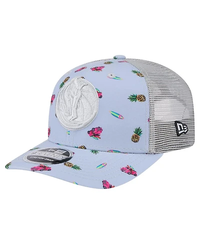 New Era Men's Light Blue/Gray Dallas Mavericks Adventure Aloha Pattern 9SEVENTY Stretch-Snap Hat