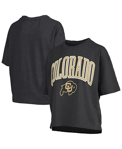 Pressbox Women's Black Colorado Buffaloes Nelson Arch Over Logo Waist Length Oversized Slub T-Shirt