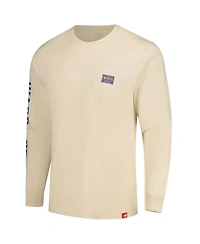 Sportiqe Men's and Women's Cream Golden State Warriors Wales Heavyweight Pocket Long Sleeve T-Shirt
