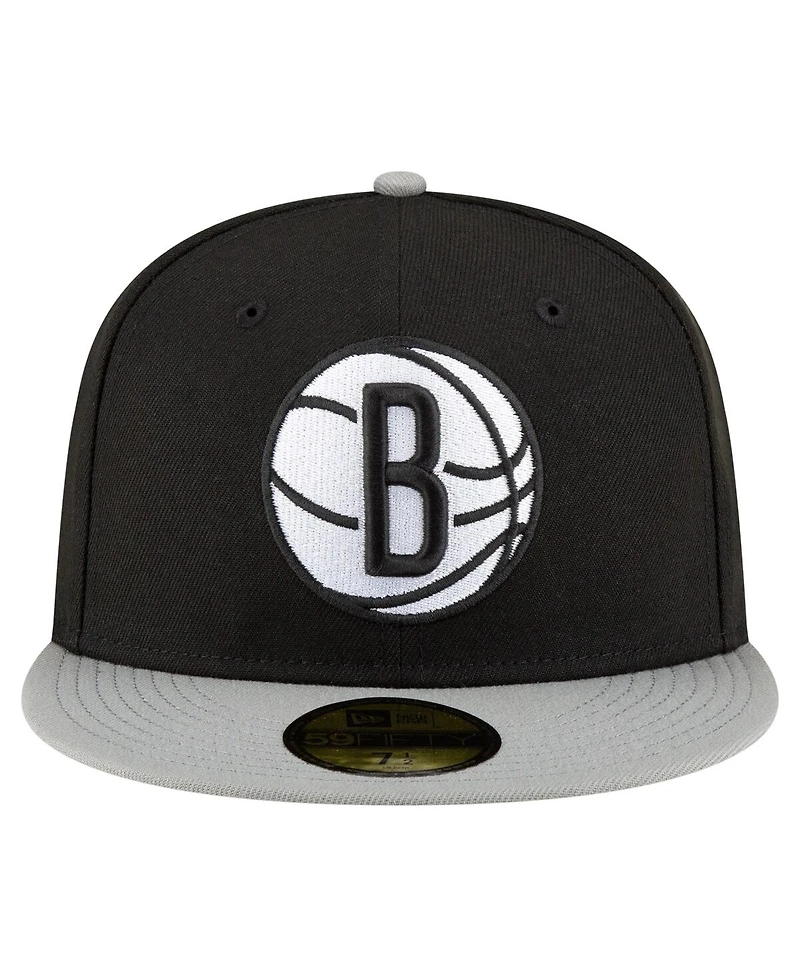 New Era Men's Black/White Brooklyn Nets 2-Tone 59FIFTY Fitted Hat