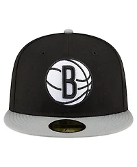 New Era Men's Black/White Brooklyn Nets 2-Tone 59FIFTY Fitted Hat