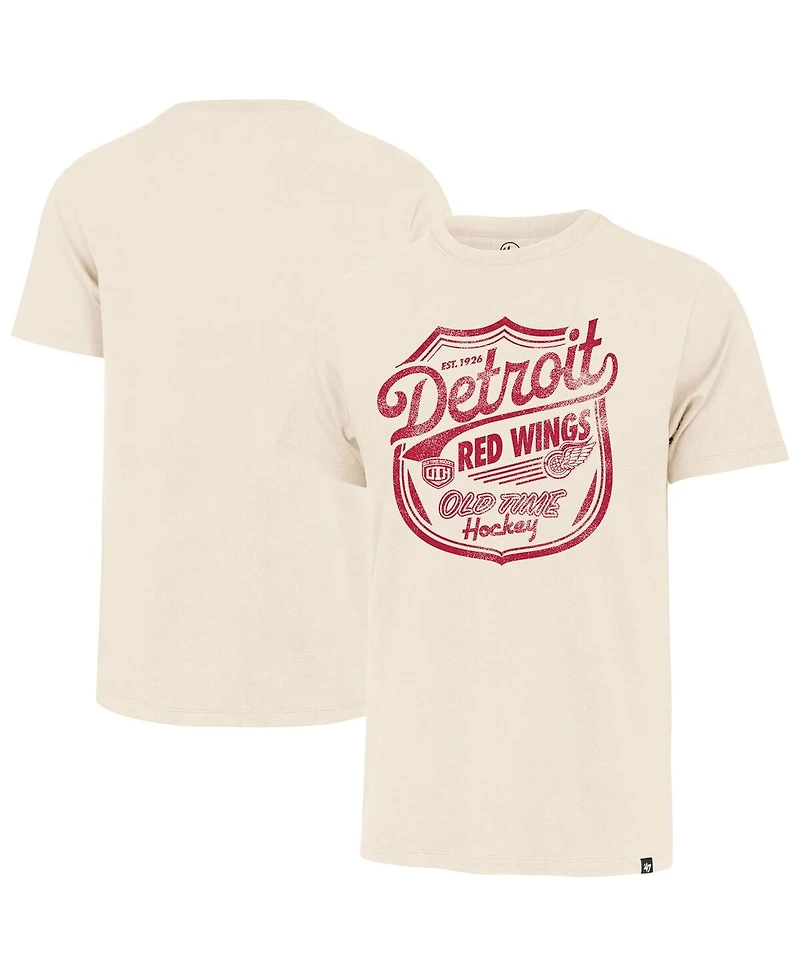 '47 Brand Men's Cream Detroit Red Wings Poke Check Franklin T-Shirt