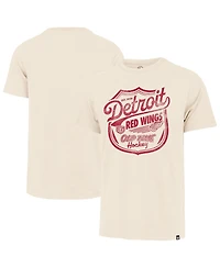 '47 Brand Men's Cream Detroit Red Wings Poke Check Franklin T-Shirt