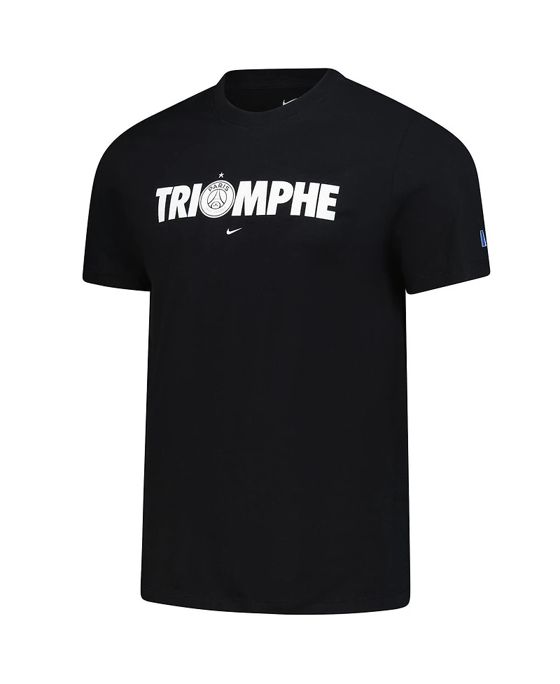 Nike Men's Black Paris Saint-Germain 2025 s of Europe Triomphe T-Shirt