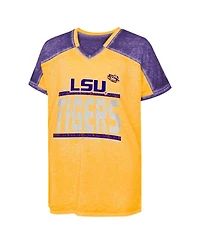 Outerstuff Big Girls Purple Lsu Tigers Up for Anything Color Block Dolman V-Neck T-Shirt