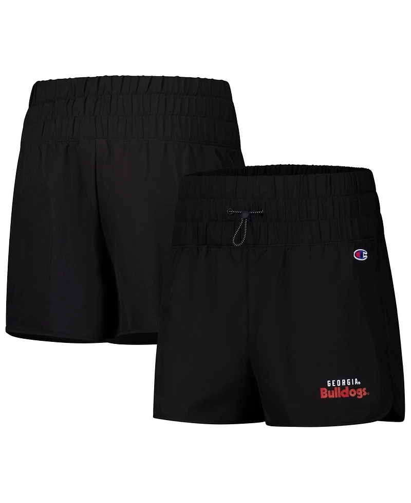 Champion Women's Black Georgia Bulldogs Tailgate Her Woven Shorts