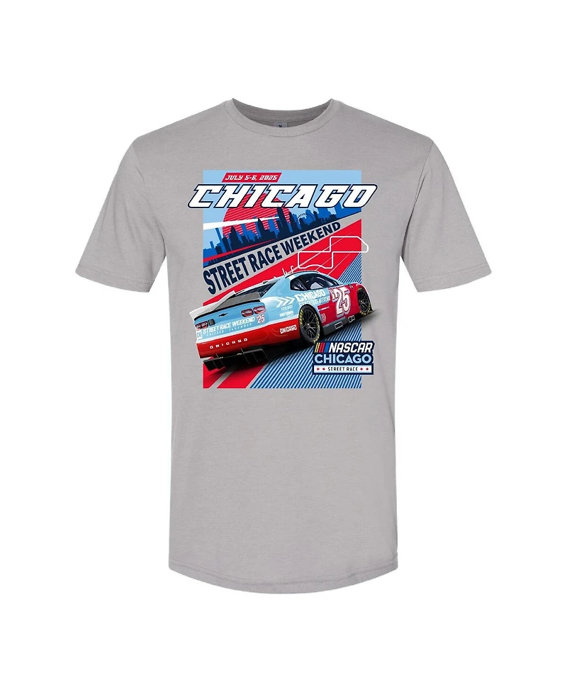 Nascar Men's Gray 2025 Chicago Street Race Event Car T-Shirt