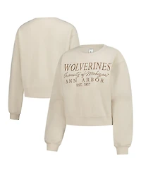 ZooZatz Women's Sand Michigan Wolverines Cropped Crewneck Sweatshirt