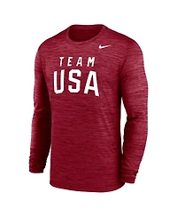 Nike Men's Red Team Usa Training Velocity Long Sleeve Performance T-Shirt