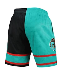 Mitchell & Ness Men's Black/Turquoise Vancouver Grizzlies Hardwood Classics 2001 Split Swingman Shorts