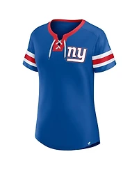 Fanatics Women's Royal New York Giants Bling Athena Jersey Style Lace-up T-Shirt