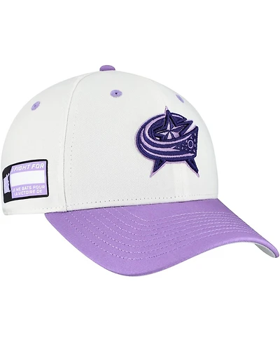 Fanatics Men's White/Lavender Columbus Blue Jackets Authentic Pro Hockey Fights Cancer Adjustable Hat