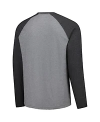 Fanatics Men's Heather Gray/Heather Charcoal San Diego Padres Weathered Logo Tri-Blend Raglan Long Sleeve T-Shirt