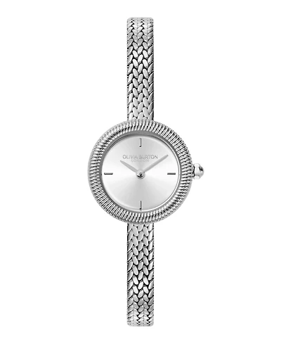 Olivia Burton Women's Finery Silver Tone Stainless Steel Mesh Bracelet Watch, 20mm