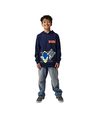Sonic The Hedgehog Little Boys Arrows & Checkered Flags Youth Navy Long Sleeve Hooded Sweatshirt-6