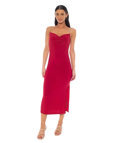 Bebe Women's Jersey Cowl Maxi with Rhinestone Strap