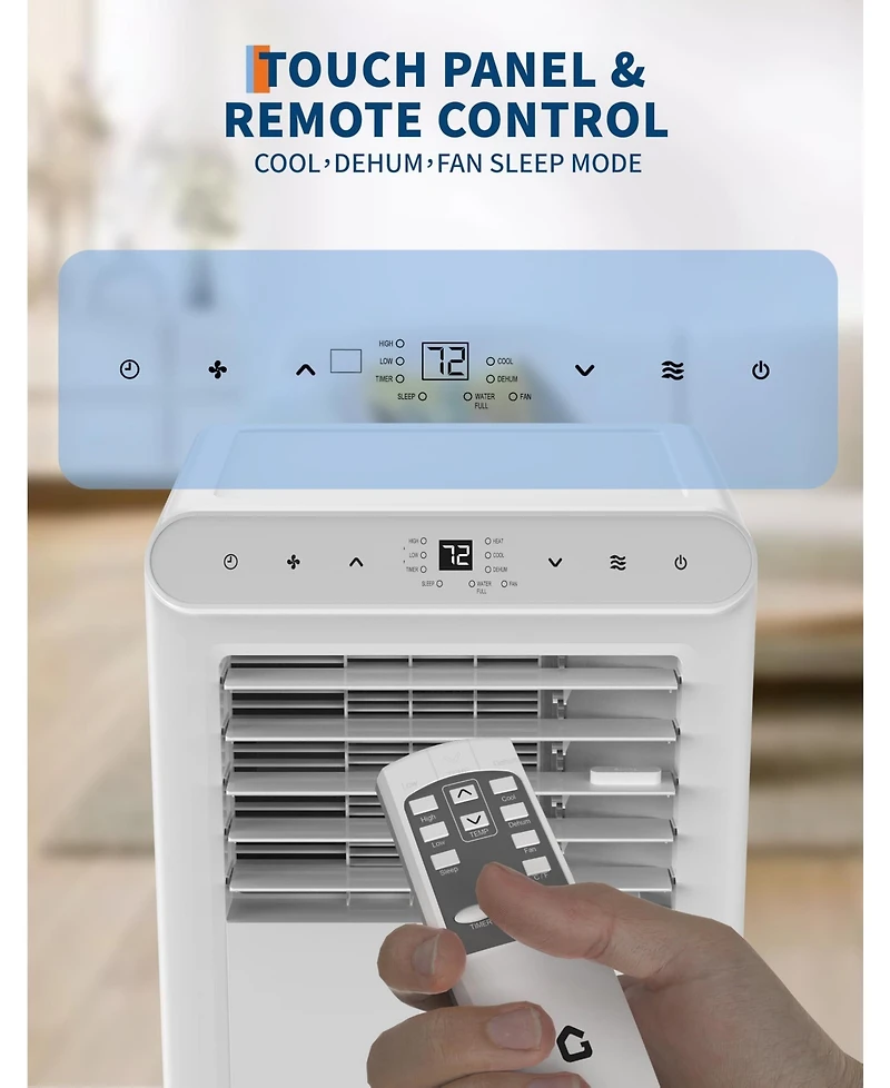 gaomon 10,000 Btu Portable Ac, Dehumidifier & Fan, Cools Up to 450 Sq.Ft with Remote & Sleep Mode