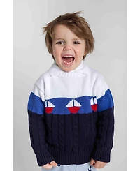 Florence Eiseman Toddler Boys Sweater With Sailboats