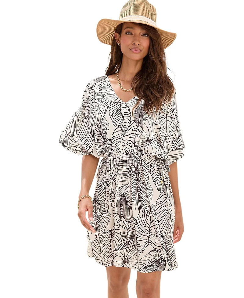 Lascana Women's Palm Print Cover up Beach Dress