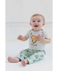 Bambi Baby Boys Fleece Pullover Hoodie, Bodysuit and Pants 3 Piece Outfit Set