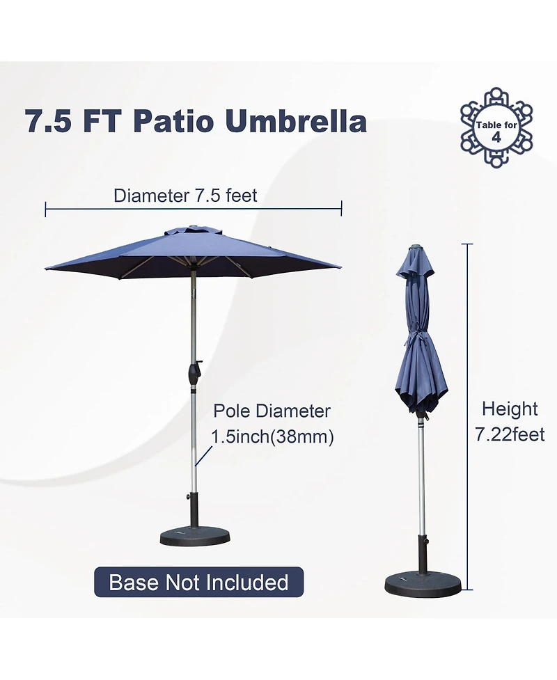 Outdoor 7.5FT Patio Table Umbrellawith Push Button Tilt and Crank, Uv Protection Waterproof Market Sun Umbrella with 6 Sturdy Ribs