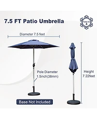 Outdoor 7.5FT Patio Table Umbrellawith Push Button Tilt and Crank, Uv Protection Waterproof Market Sun Umbrella with 6 Sturdy Ribs