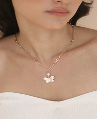 Ettika Butterfly Cultured Pearl Chain Necklaces