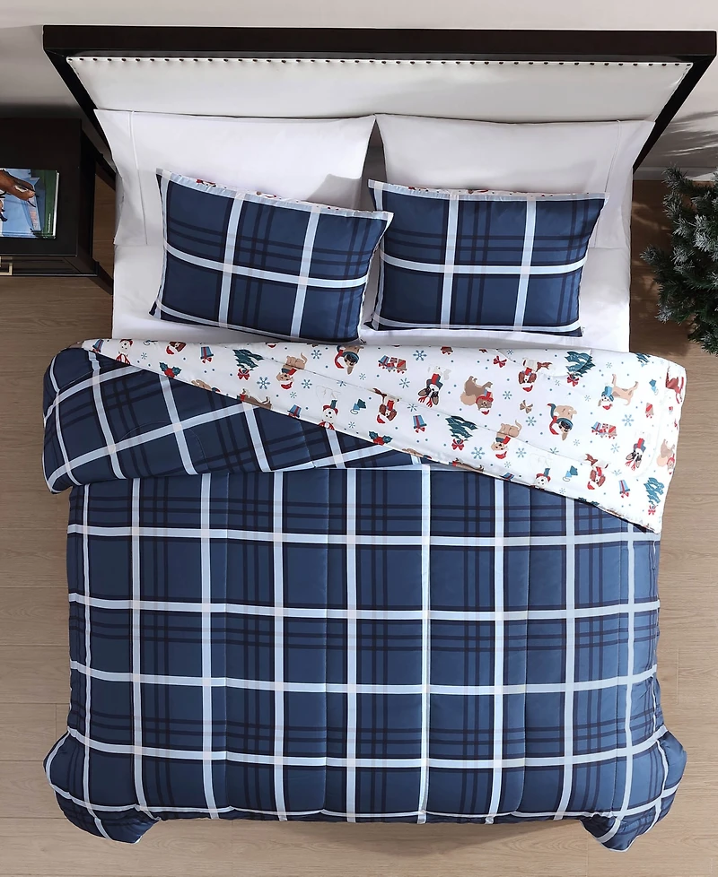 Hallmart Collectibles Holiday Town Dogs 3-Pc. Comforter Set