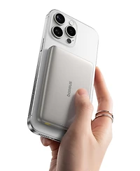 Baseus Picogo 5000mAh MagSafe Power Bank Wireless Charger with Usb-c Braided Cable Fast Charging Portable Charger Battery Pack for iPhone Pink