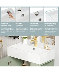 Casainc 21.6" Bathroom Vanity Combo Cabinet with Single Ceramic Sink and Left Side Storage