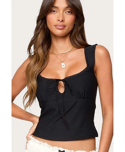 Edikted Womens Leya Textured Keyhole Top