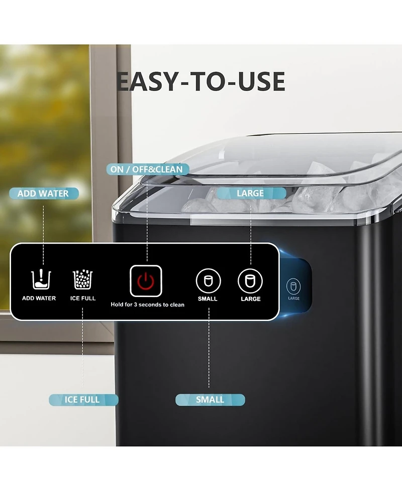 Cowsar Countertop Ice Maker,Portable Ice Machine with Handle,26 lbs Per Day, 9 Ice Cubes in 6 Mins,self-Cleaning Ice Maker with Scoop and Basket , for
