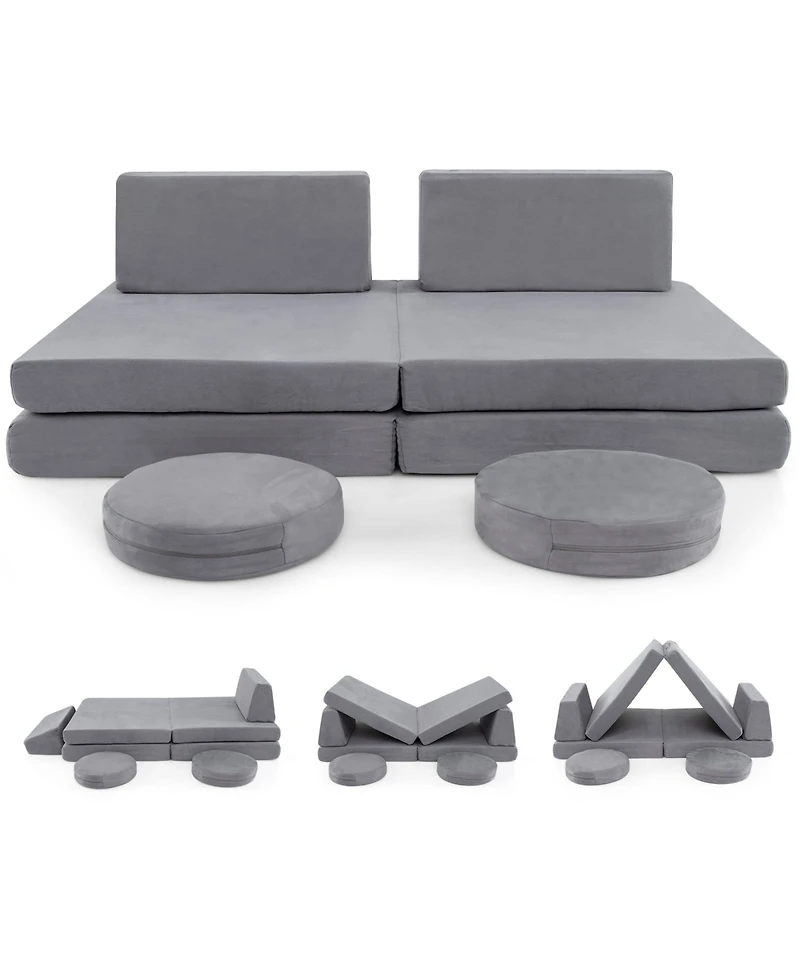 Slickblue Kids Modular Foam Play Couch Set of 6 – Soft Climbing and Seating Furniture with Washable Covers