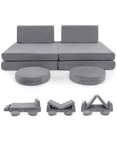 Slickblue Kids Modular Foam Play Couch Set of 6 – Soft Climbing and Seating Furniture with Washable Covers