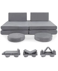 Slickblue Kids Modular Foam Play Couch Set of 6 – Soft Climbing and Seating Furniture with Washable Covers