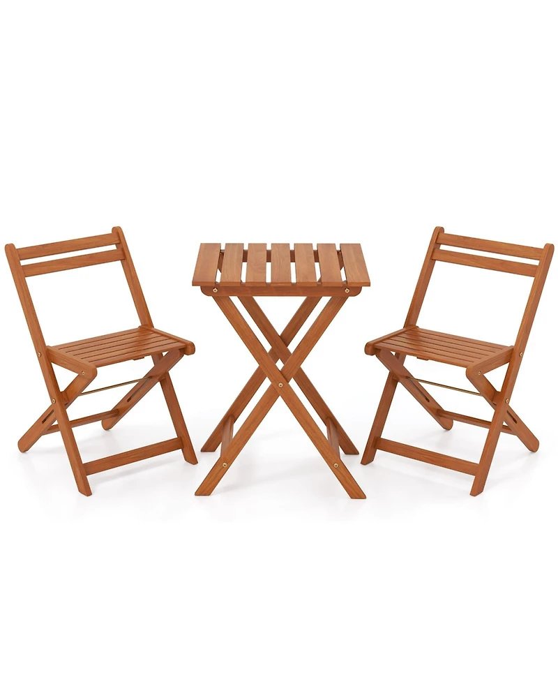 Slickblue Space-Saving 3-Piece Outdoor Seating Set with Foldable Chairs and Coffee Table – Ideal for Small Patios
