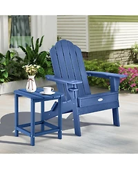 Gymax 3 Pcs Patio Folding Adirondack Chair Side Table Cup Holder Hdpe