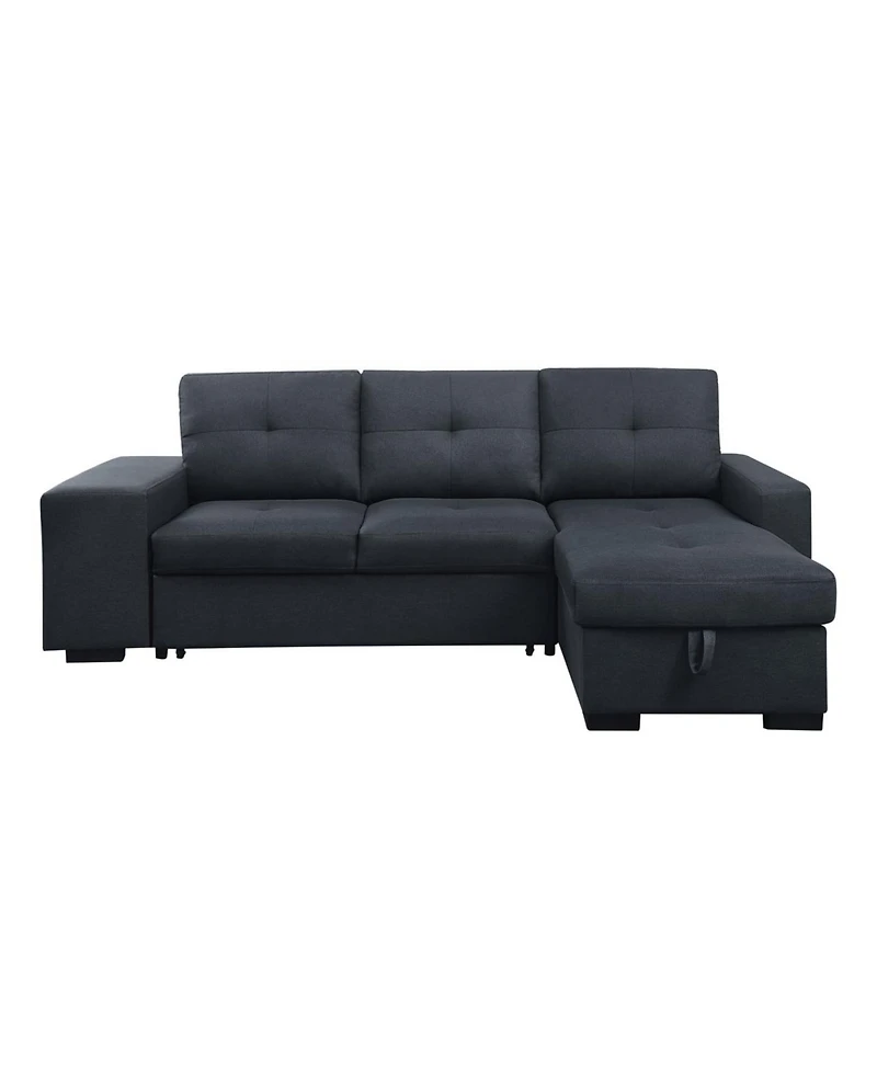 Homlux 97"W Dark Gray Linen Sleeper Sectional Sofa with Reversible Storage Chaise